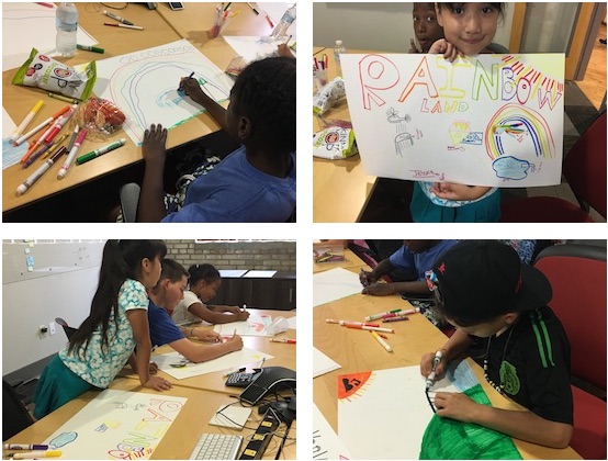 Kids drawing their own islands