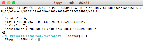 Using `/click` to click on an element.
