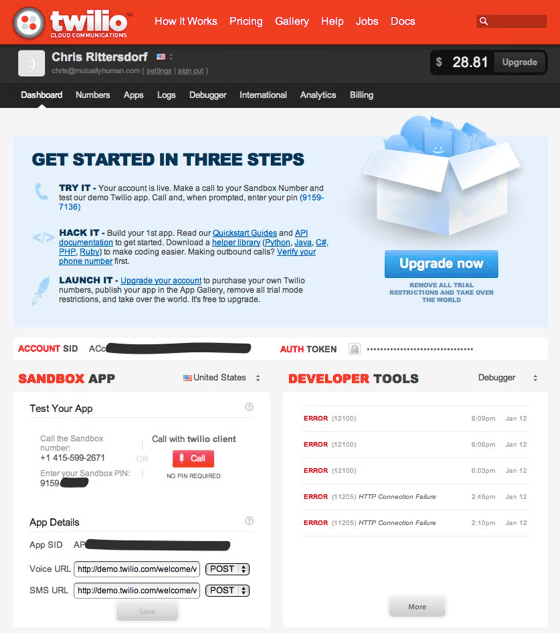Twilio Dashboard